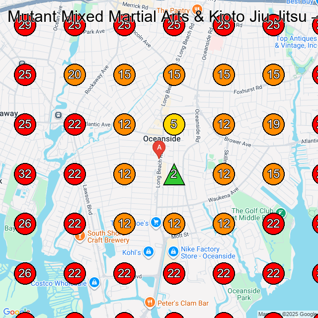 Mutant Mixed Martial Arts & Kioto Jiu Jitsu GeoGrid visibility map for Sports School in Oceanside